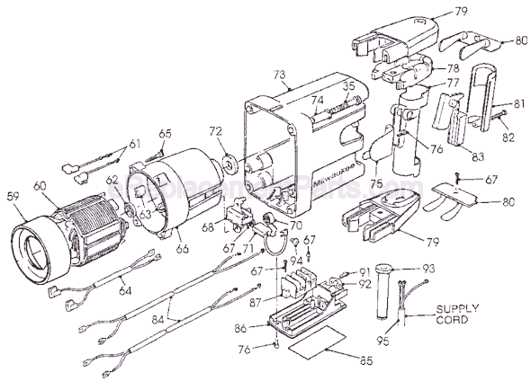 Page B Diagram and Parts List for 5335 SER 804-8000 Milwaukee Demolition Hammer