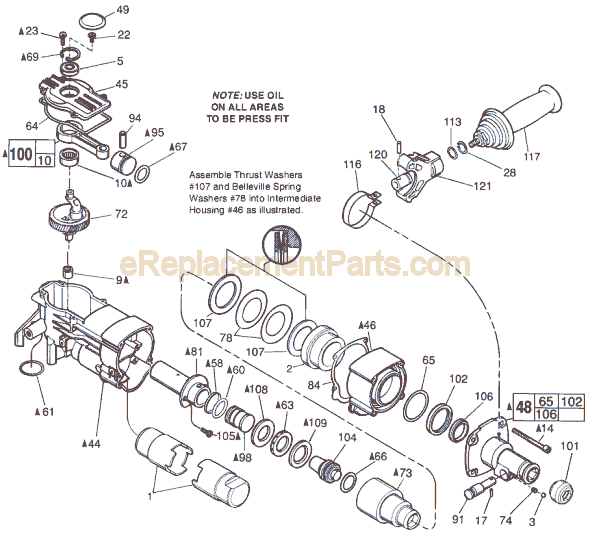 Page B Diagram and Parts List for 5336-22 SER 216A Milwaukee Demolition Hammer