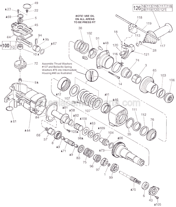 Page B Diagram and Parts List for 5346-28 SER A62A Milwaukee Demolition Hammer