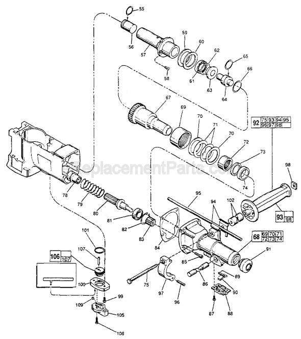 Page B Diagram and Parts List for 5347-4 SER 688-104979 Milwaukee Demolition Hammer