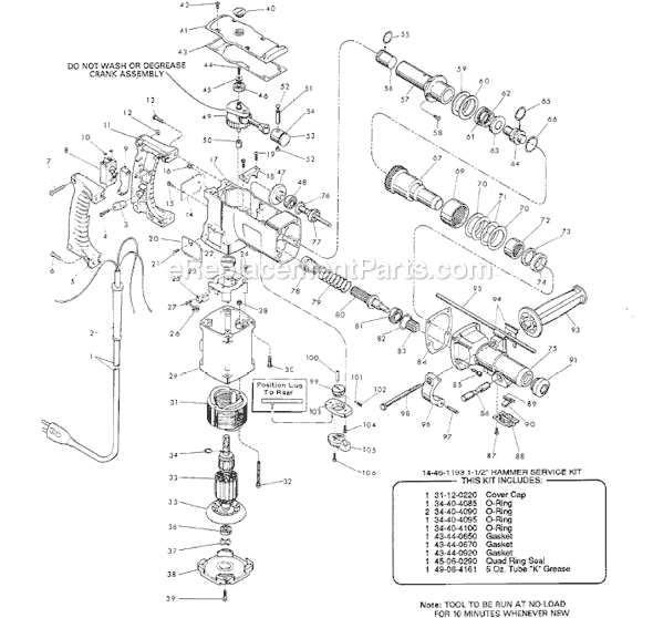 Page A Diagram and Parts List for 5347 SER 68-40000 Milwaukee Demolition Hammer