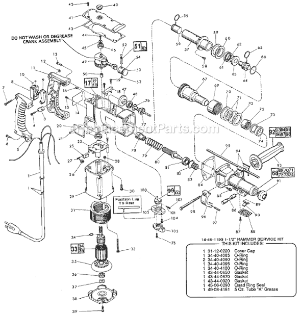 Page A Diagram and Parts List for 5347 SER 688-54522 Milwaukee Demolition Hammer