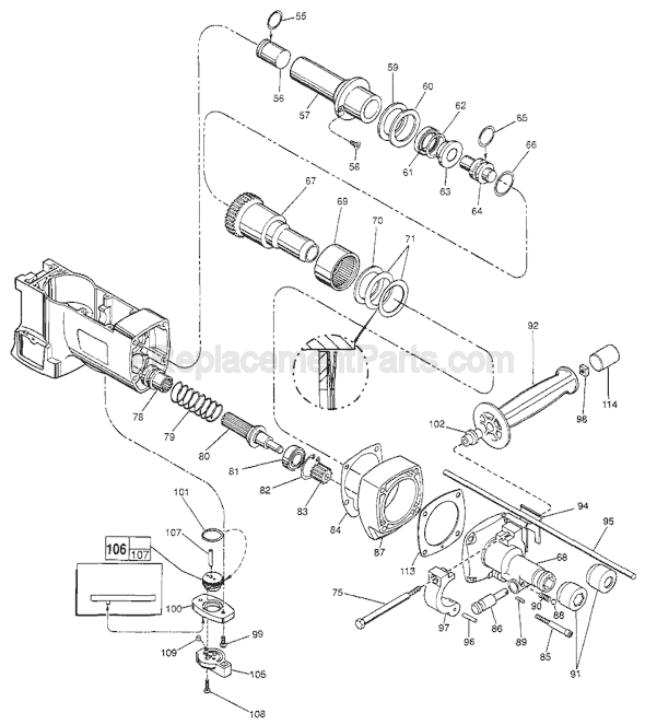Page B Diagram and Parts List for 5347 SER 688B Milwaukee Demolition Hammer