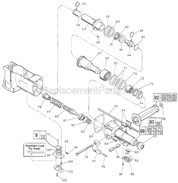Page B Diagram and Parts List for 5352 SER 779-1001 Milwaukee Demolition Hammer