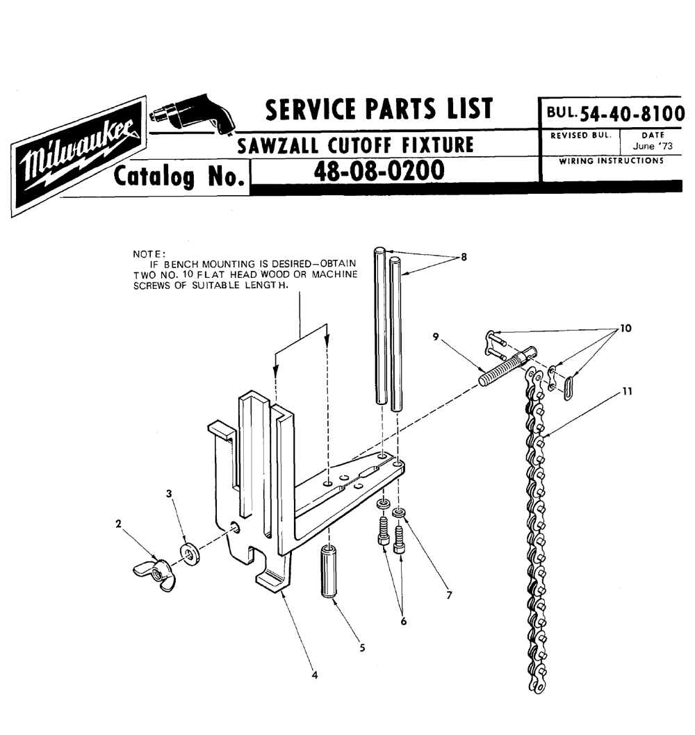 Fig-0 Diagram and Parts List for 48-08-0200  Milwaukee Miter Saw