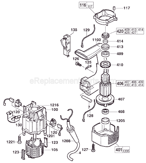 Page B Diagram and Parts List for 5360-21 SER 410B Milwaukee Demolition Hammer
