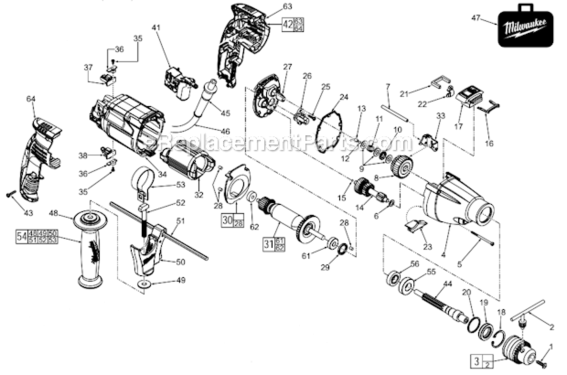 Page A Diagram and Parts List for 5378-21  Milwaukee Hammer Drill