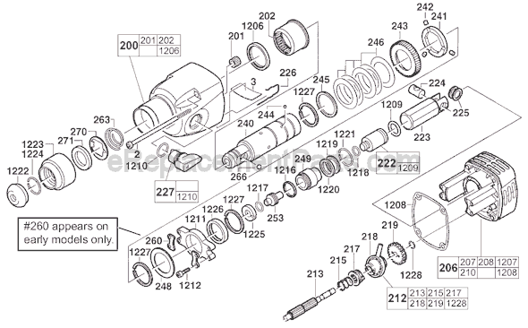 Page B Diagram and Parts List for 5383-21 SER 183A Milwaukee Demolition Hammer