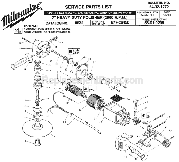 Page A Diagram and Parts List for 5535 SER 677-26450 Milwaukee Sander Polisher