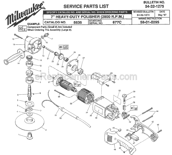 Page A Diagram and Parts List for 5535 SER 677C Milwaukee Sander Polisher