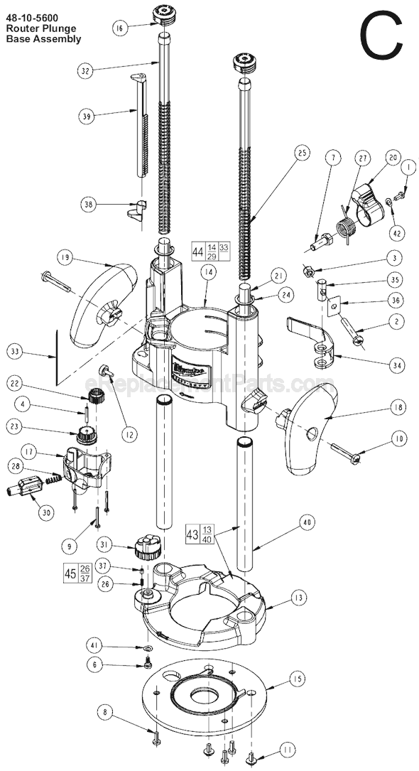 Page C Diagram and Parts List for 5615-29 SER 279B Milwaukee Router