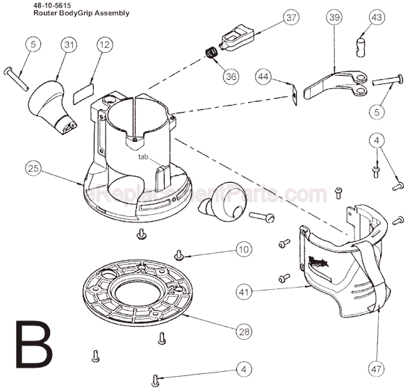 Page B Diagram and Parts List for 5616-20 SER A19A Milwaukee Router
