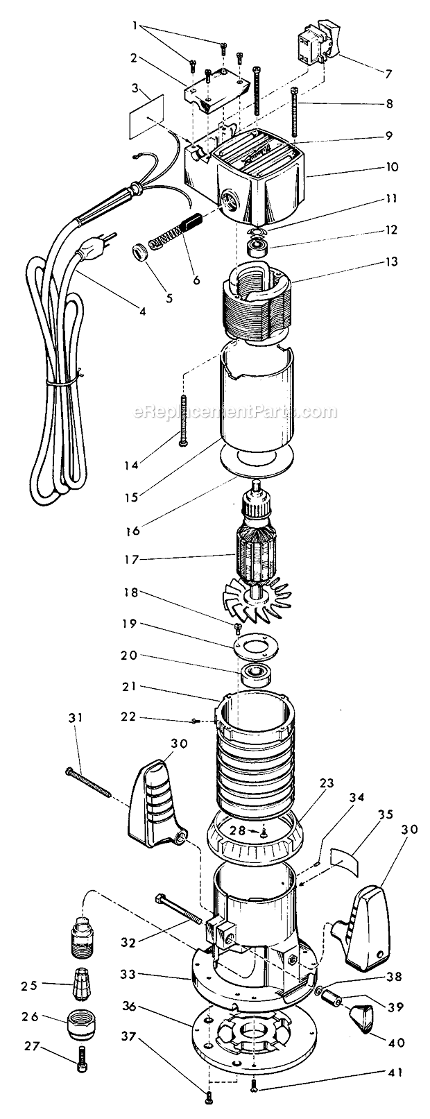 Page A Diagram and Parts List for 5650 SER 452-19550 Milwaukee Router