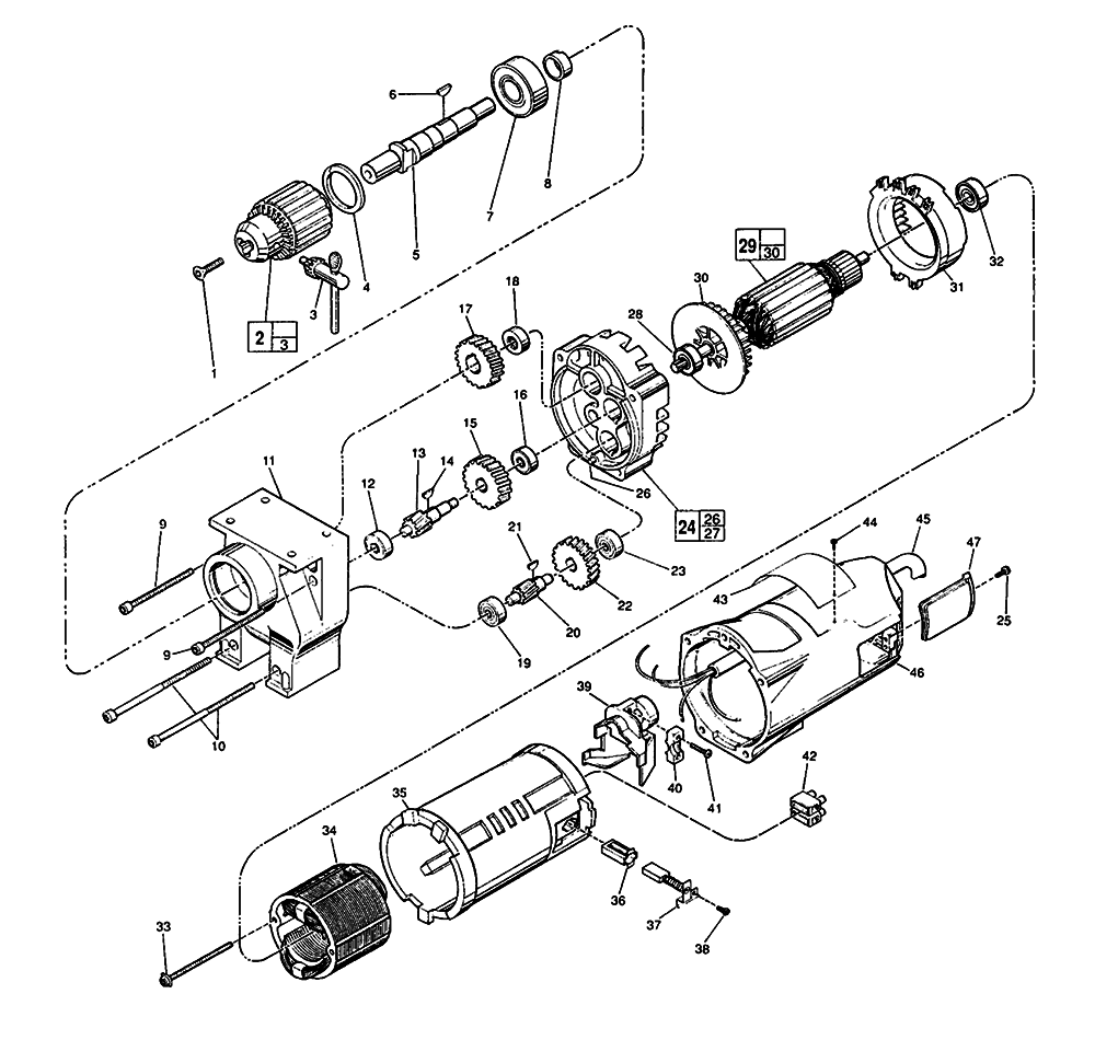 Fig-0 Diagram and Parts List for 4262-50 502A Milwaukee Electric Drill