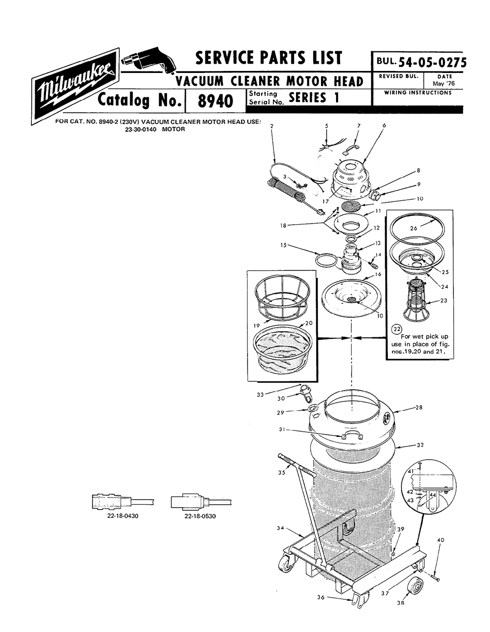 Fig-0 Diagram and Parts List for 8940 SERIES 1 Milwaukee Leaf Blower / Vacuum