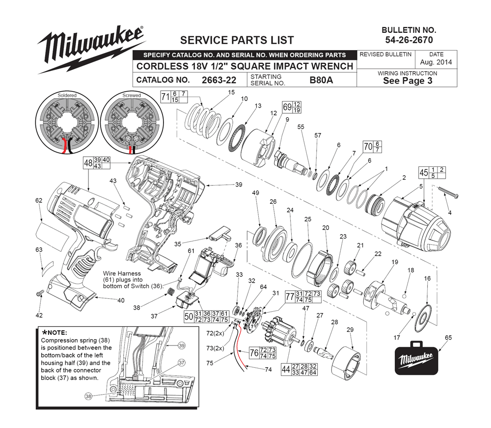 Fig-0 Diagram and Parts List for 2663-22 B80A Milwaukee Impact Driver