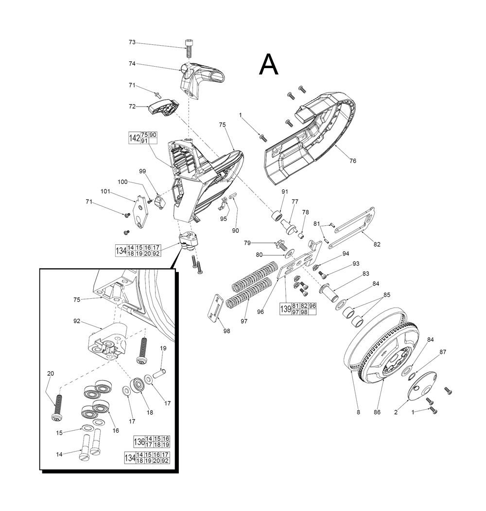 Fig-1 Diagram and Parts List for 6232-21 D51A Milwaukee Saw