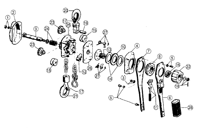 Fig-0 Diagram and Parts List for 9683-20  Milwaukee Hoist & Winch
