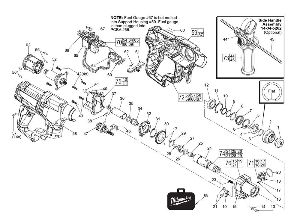 Fig-0 Diagram and Parts List for 2416-059 F02A Milwaukee Hammer Drill