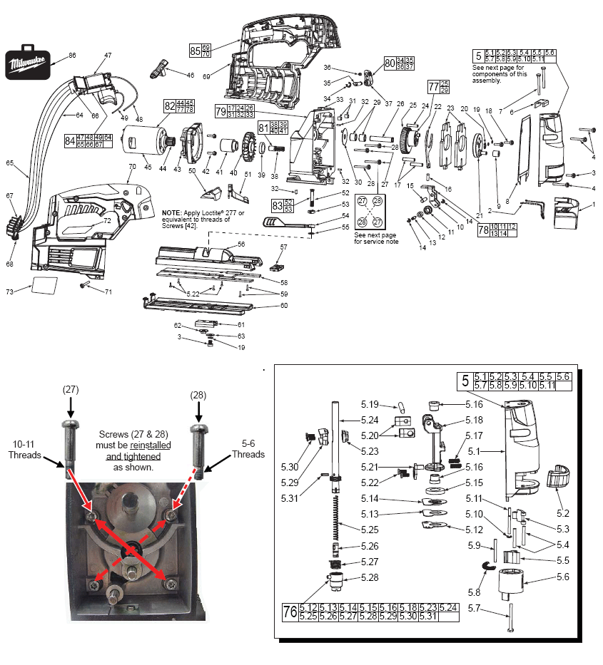 Fig-0 Diagram and Parts List for 2645-20  Milwaukee Saw