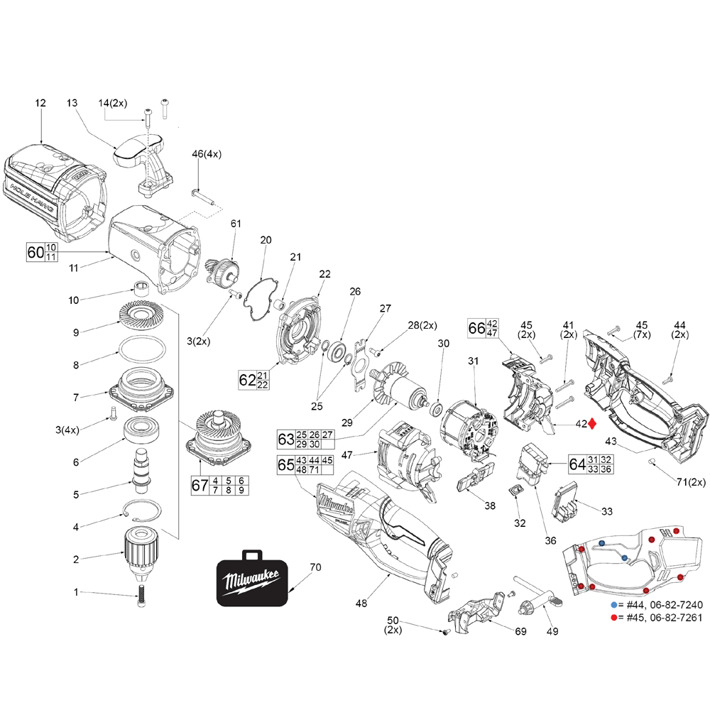 Fig-0 Diagram and Parts List for 2707-22 G02A Milwaukee Miscellaneous