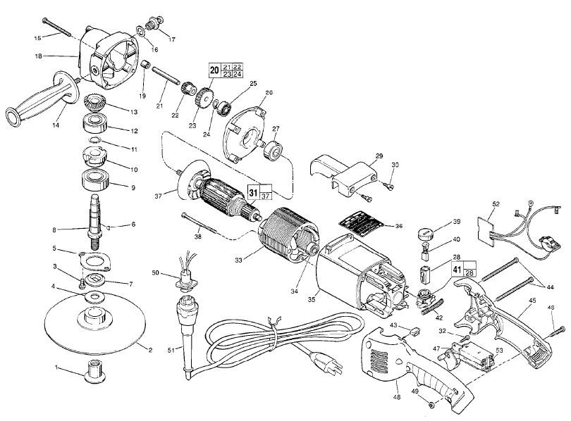 Fig-0 Diagram and Parts List for 5540  Milwaukee Sander Polisher