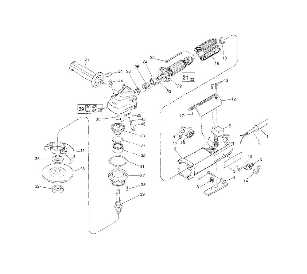 5-Inch D.I. Sander-Grinder Diagram and Parts List for 6141-30 763C Milwaukee Sander Grinder