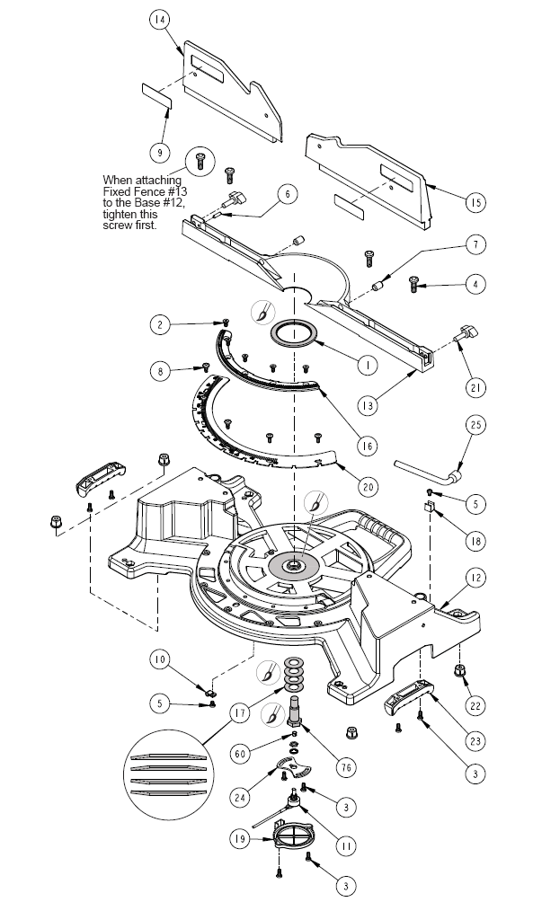 Fig-0 Diagram and Parts List for 6955-20  Milwaukee Saw