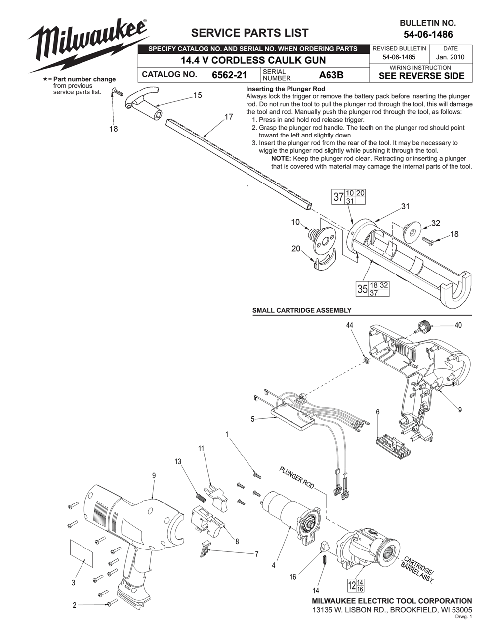 Fig-0 Diagram and Parts List for 6562-21 A63B Milwaukee Miscellaneous