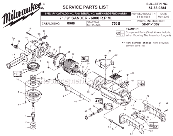 Page A Diagram and Parts List for 6066 SER 753B Milwaukee Sander Polisher