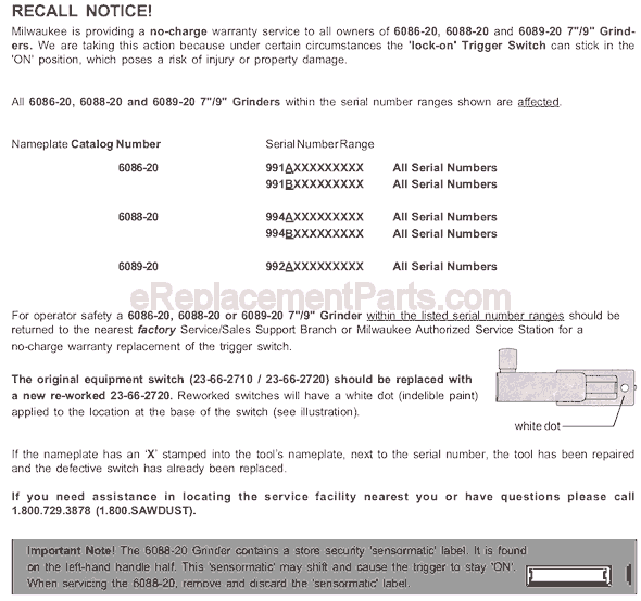 Page C Diagram and Parts List for 6086-20 SER 991B Milwaukee Sander Grinder