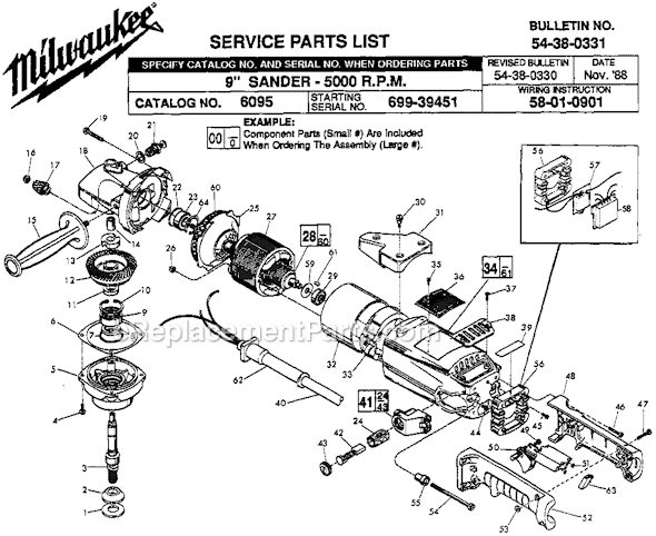 Page A Diagram and Parts List for 6095 699-39451 Milwaukee Sander Polisher