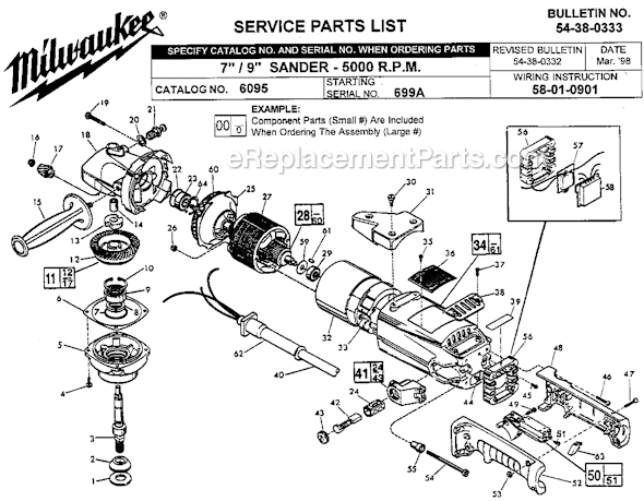 Page A Diagram and Parts List for 6095 699A Milwaukee Sander Polisher