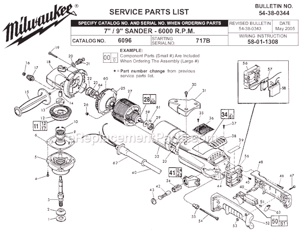 Page A Diagram and Parts List for 6096 SER 717B Milwaukee Sander Polisher