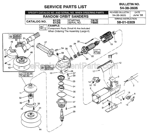 Page A Diagram and Parts List for 6125 SER 787E Milwaukee Orbital or Palm Sander