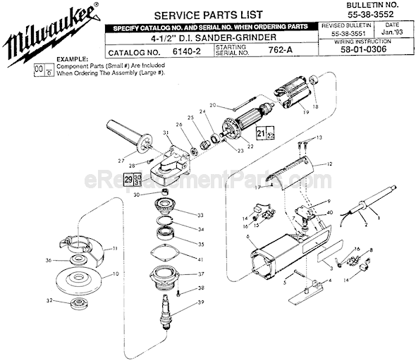 Page A Diagram and Parts List for 6140-2 SER 762A Milwaukee Sander Polisher