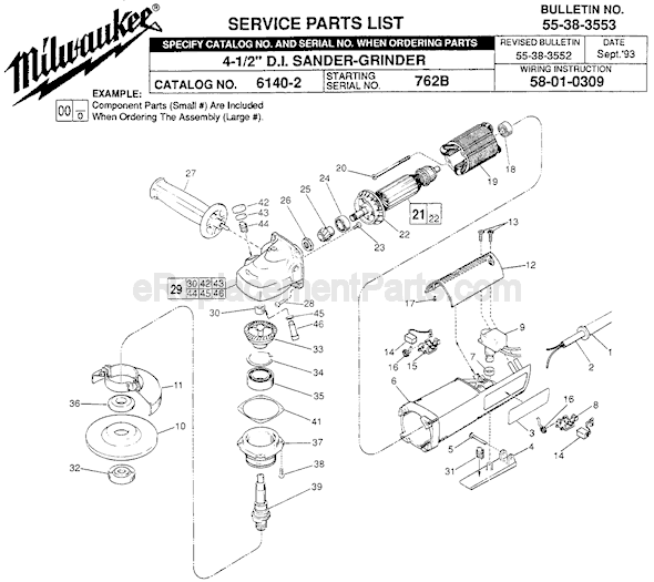 Page A Diagram and Parts List for 6140-2 SER 762B Milwaukee Sander Polisher