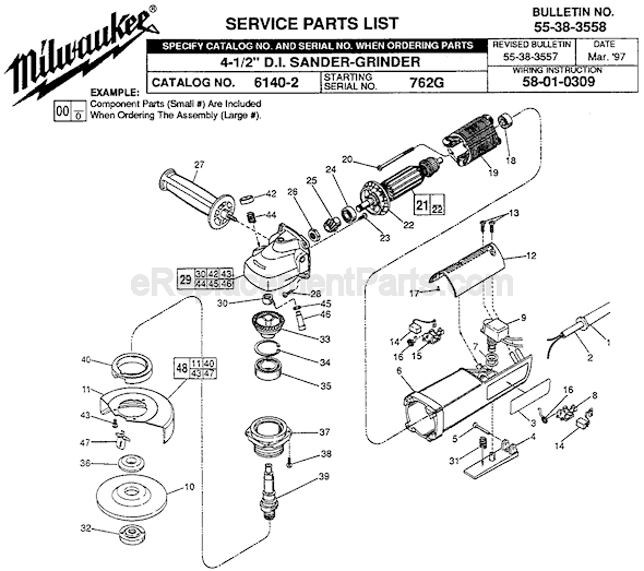 Page A Diagram and Parts List for 6140-2 SER 762G Milwaukee Sander Polisher