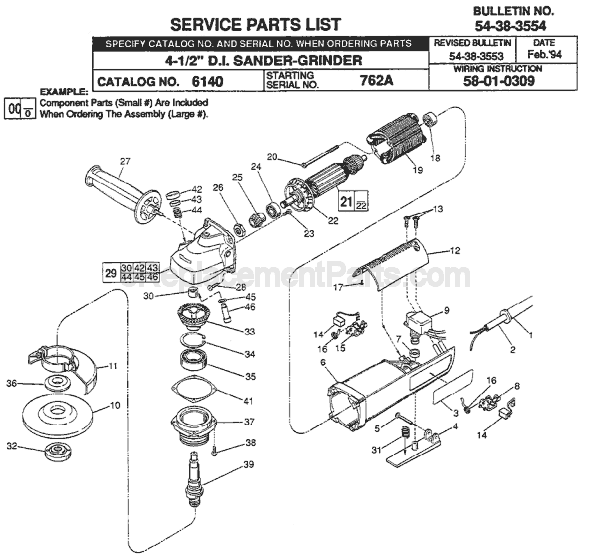 Page A Diagram and Parts List for 6140 SER 762A Milwaukee Sander Polisher