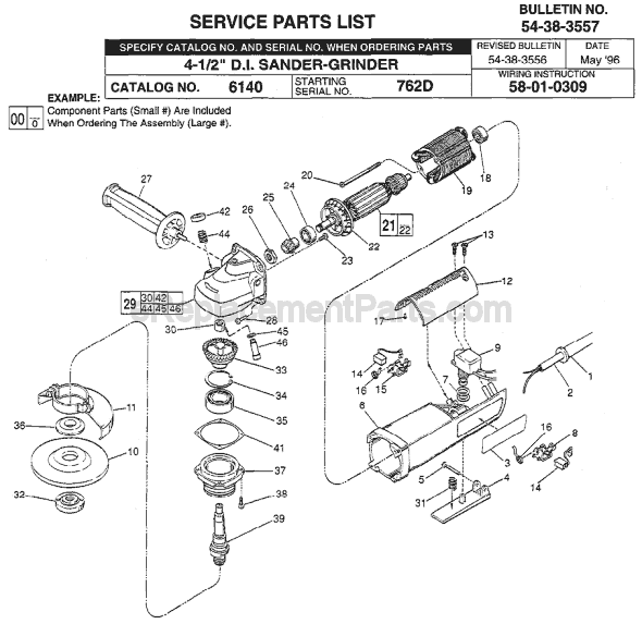 Page A Diagram and Parts List for 6140 SER 762D Milwaukee Sander Polisher