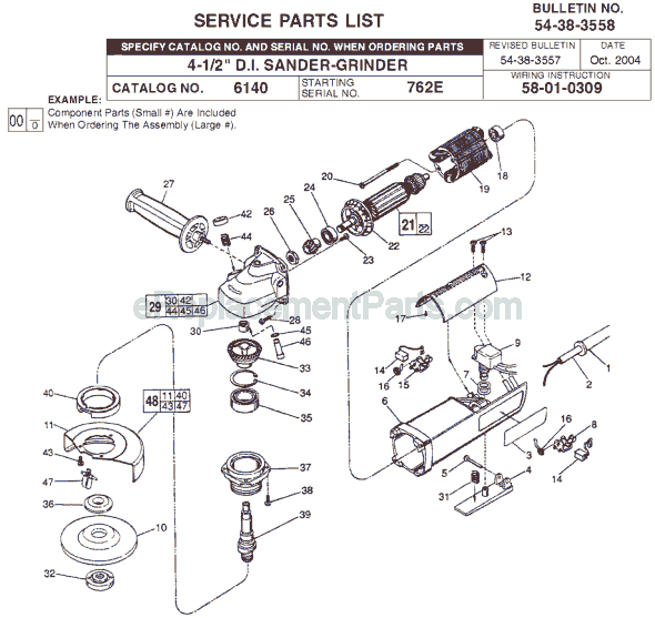 Page A Diagram and Parts List for 6140 SER 762E Milwaukee Sander Polisher