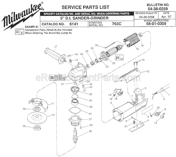 Page A Diagram and Parts List for 6141 SER 763C Milwaukee Sander Polisher