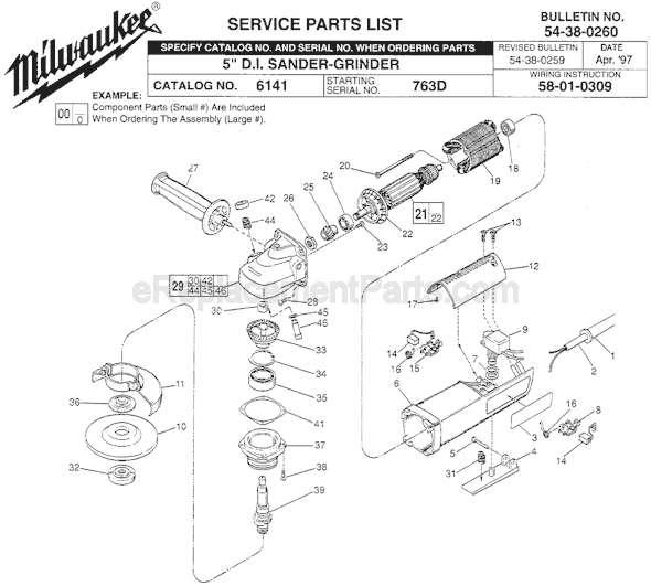 Page A Diagram and Parts List for 6141 SER 763D Milwaukee Sander Polisher