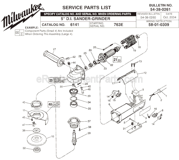 Page A Diagram and Parts List for 6141 SER 763E Milwaukee Sander Polisher