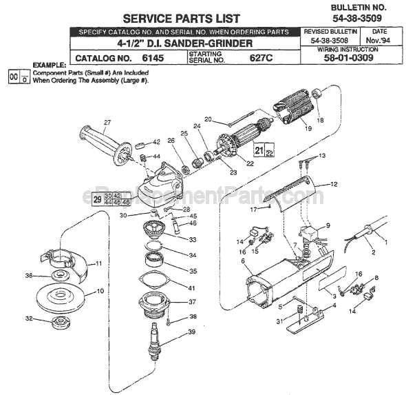 Page A Diagram and Parts List for 6145-2 SER 627C Milwaukee Sander Polisher