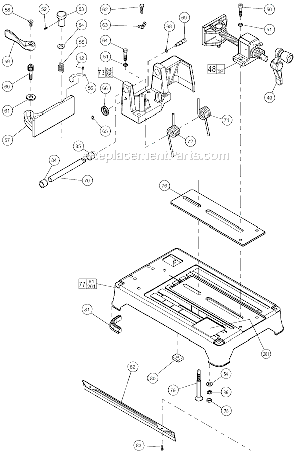 Page B Diagram and Parts List for 6180-20 SER 896A Milwaukee Chop Saw