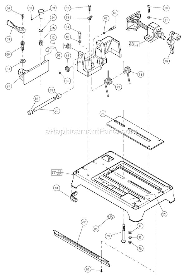 Page B Diagram and Parts List for 6180-20 SER 896C Milwaukee Chop Saw