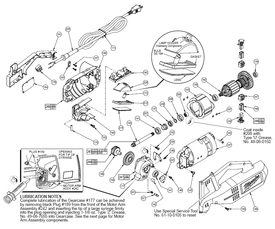 Fig-4 Diagram and Parts List for 6950-20  Milwaukee Saw