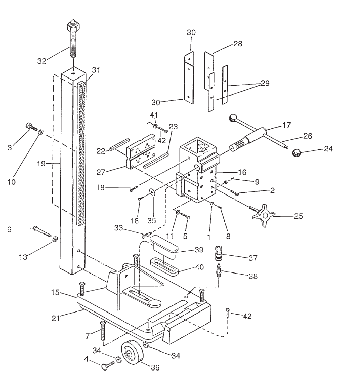 Fig-0 Diagram and Parts List for 4120  Milwaukee Drill Press