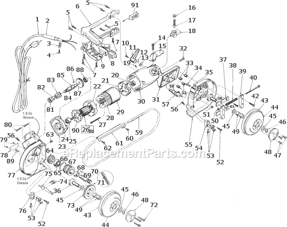 Page A Diagram and Parts List for 6223 SER 822C Milwaukee Band Saw